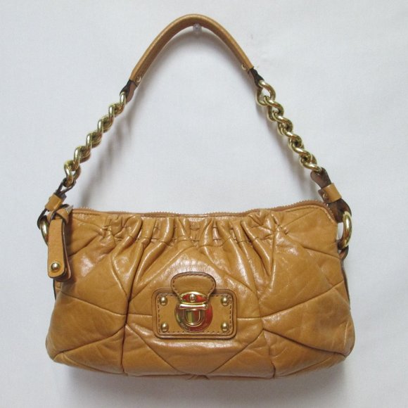Marc Jacobs Handbags - Marc Jacobs Camila camel Leather quilted patchwork shoulder bag purse Italy zip